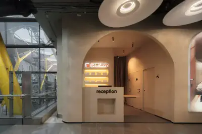 Reception of the GettSleep Sleep Lounge in Adolfo Suárez Madrid-Barajas Airport (T4S), open 24/7